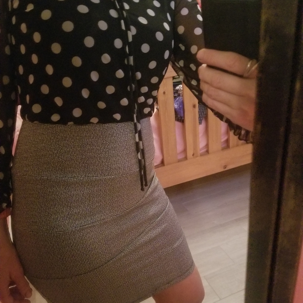 Polka Dots! Ladies dress . Sheer long sleeves.